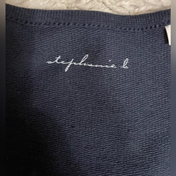 STEPHANIE B navy blue short sleeve mid thigh stretchy dress small S 4 6 - Picture 2 of 4